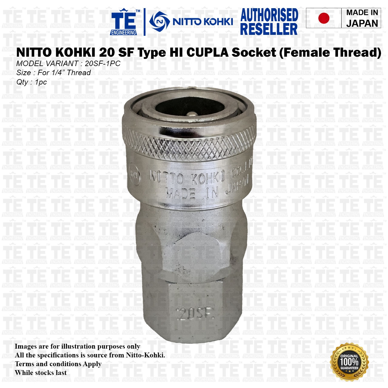 NITTO KOHKI SF Type Pneumatic Air Quick Coupler (HI CUPLA 20 SF