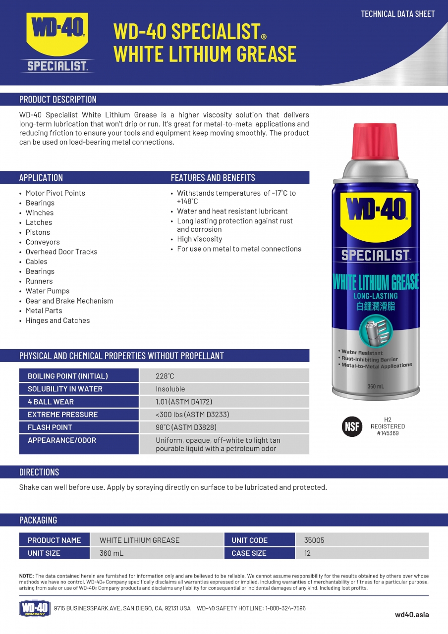 WD40 SPECIALIST® WHITE LITHIUM GREASE TE Engineering