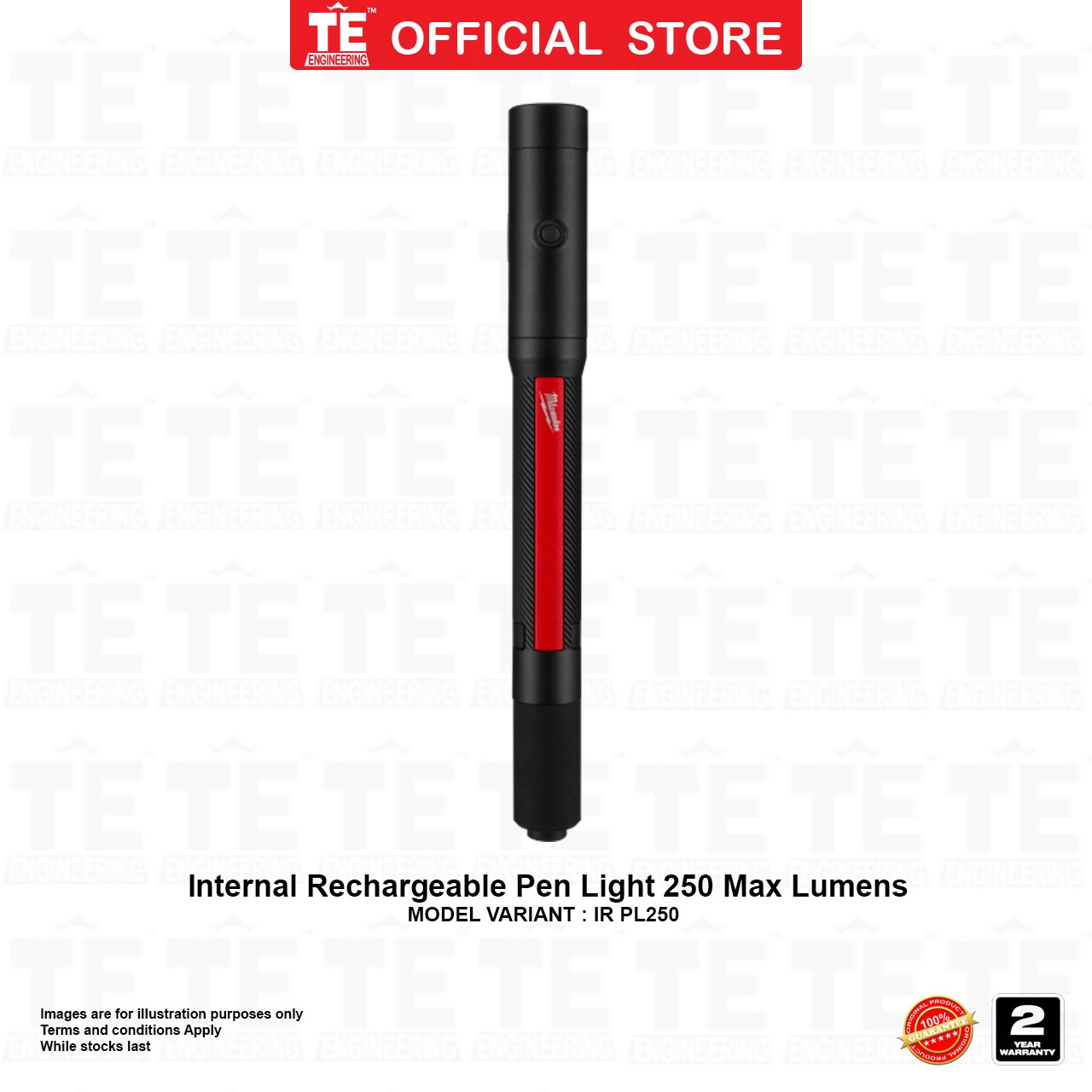 Internal Rechargeable Pen Light 250 Max Lumens TE Engineering