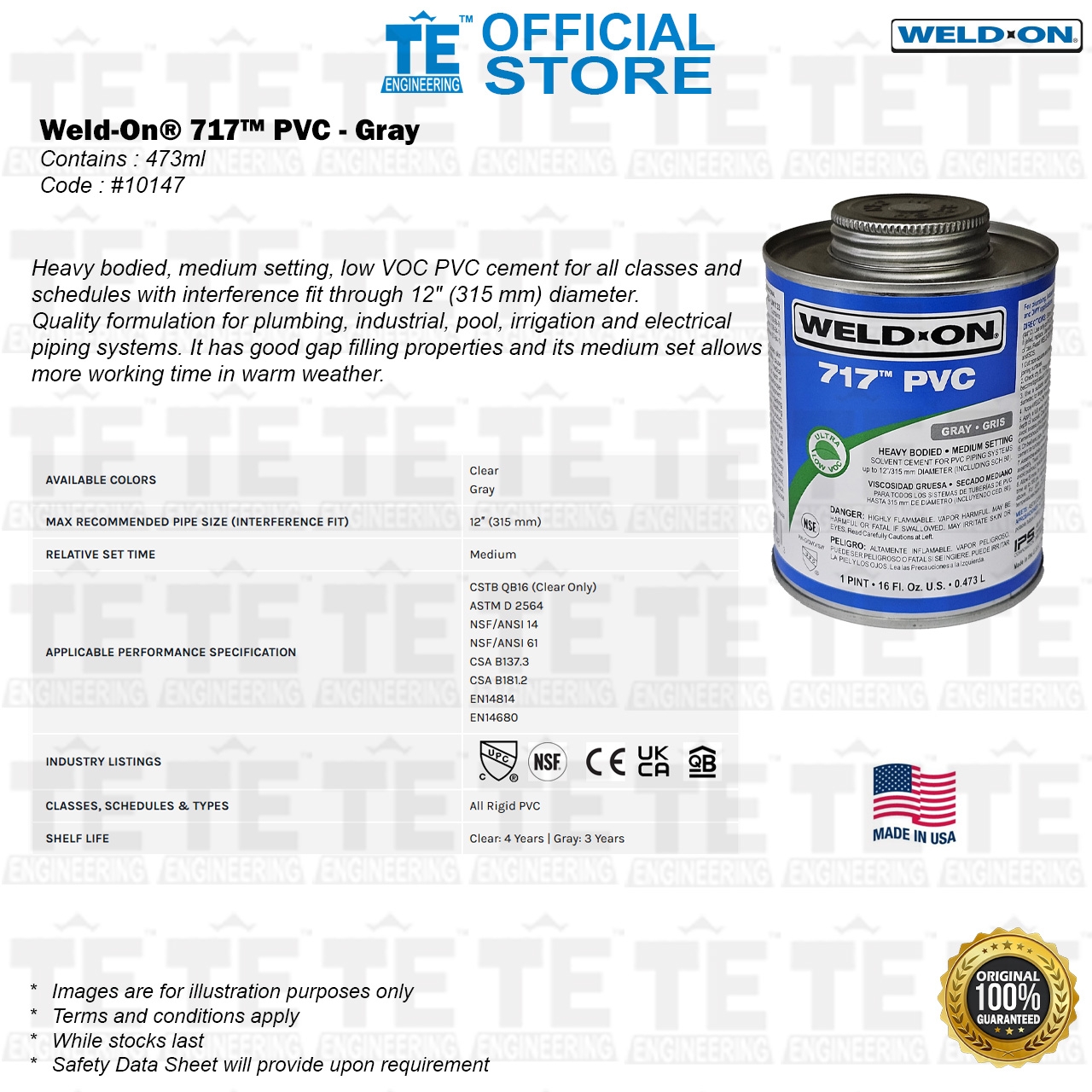 Weld-On® 717™ PVC Cement- 473ml