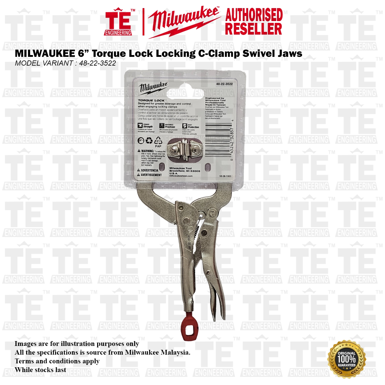 Milwaukee 48-22-3521 11-Inch TORQUE LOCK Locking C-Clamp With Swivel Jaws