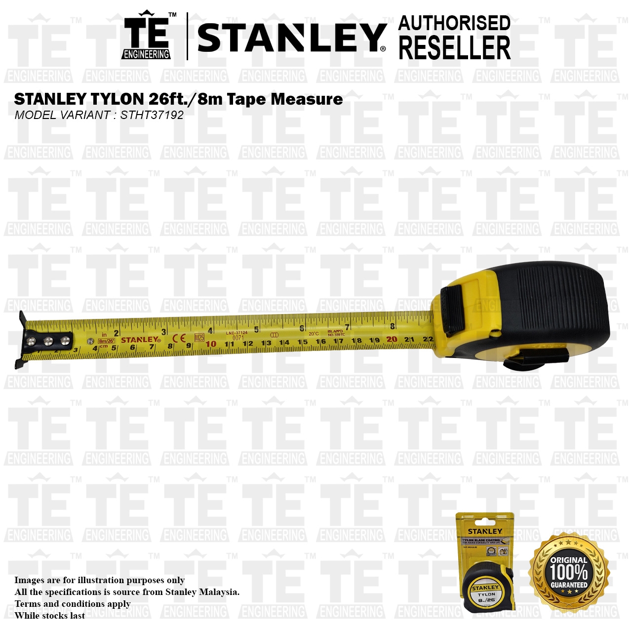 STANLEY 8m / 26ft TYLON Tape Measure STHT37192