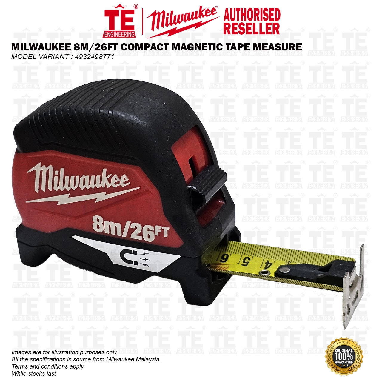 MILWAUKEE 8M / 26FT Compact Magnetic Tape Measure 4932498771