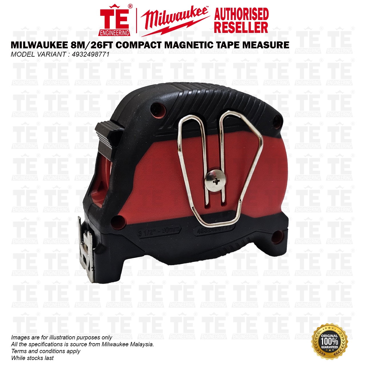 MILWAUKEE 8M / 26FT Compact Magnetic Tape Measure 4932498771