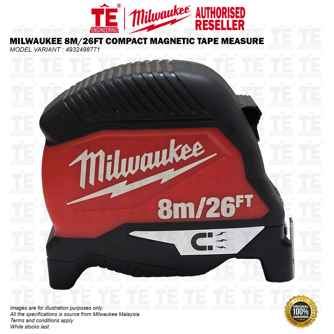 MILWAUKEE 8M / 26FT Compact Magnetic Tape Measure 4932498771