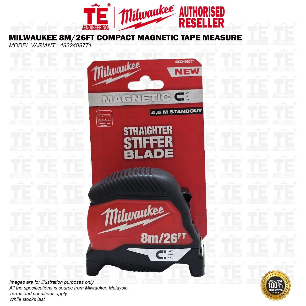 MILWAUKEE 8M / 26FT Compact Magnetic Tape Measure 4932498771