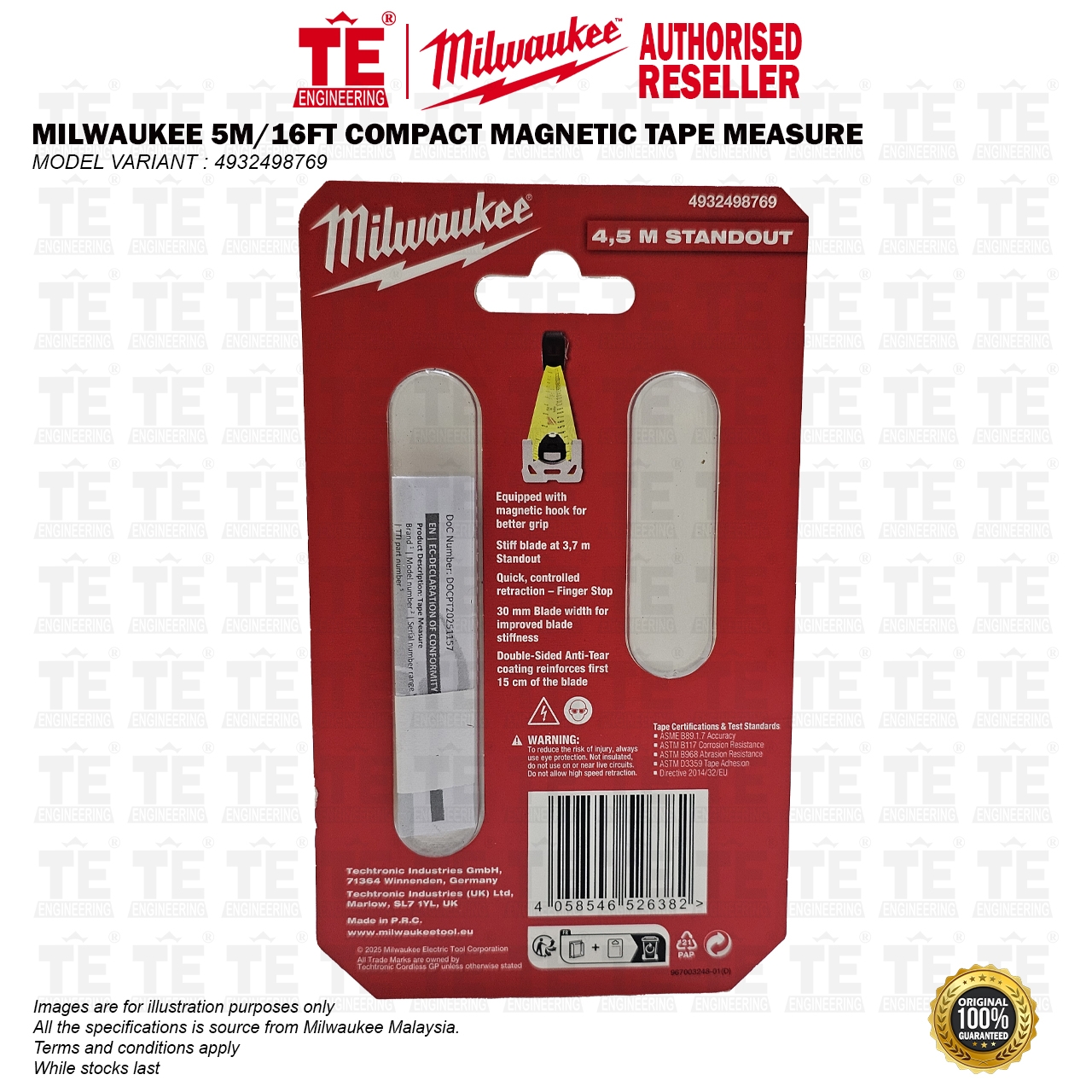 MILWAUKEE 5M / 16FT Compact Magnetic Tape Measure 4932498769