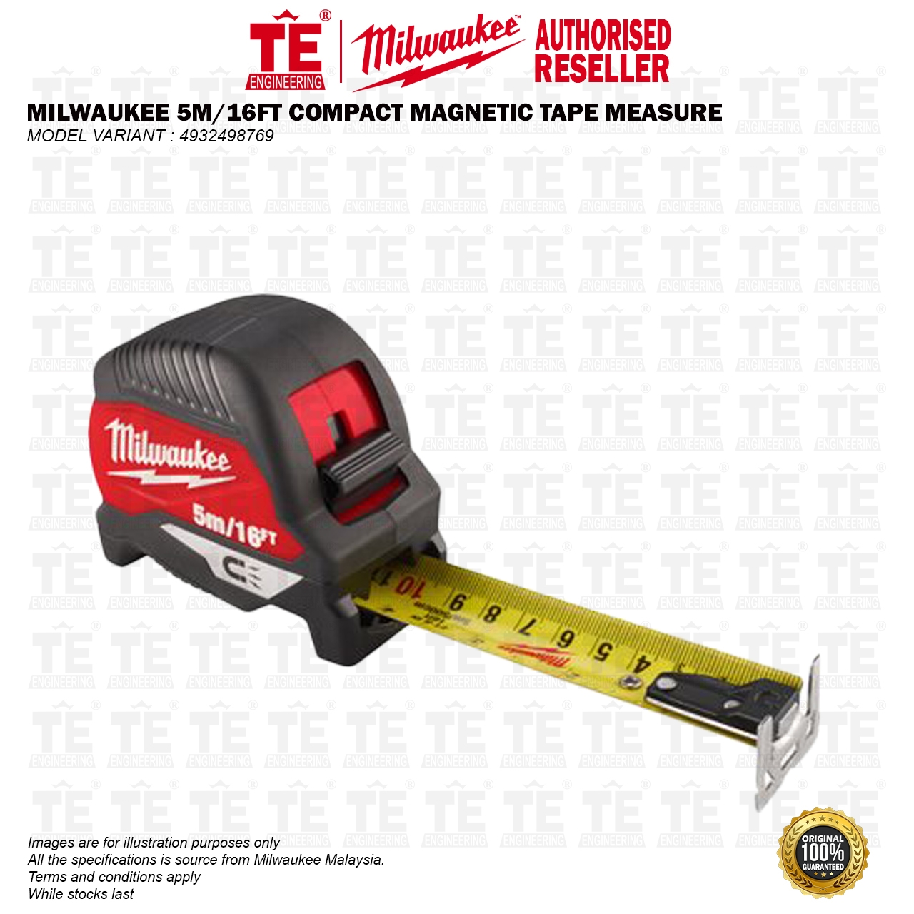 MILWAUKEE 5M / 16FT Compact Magnetic Tape Measure 4932498769
