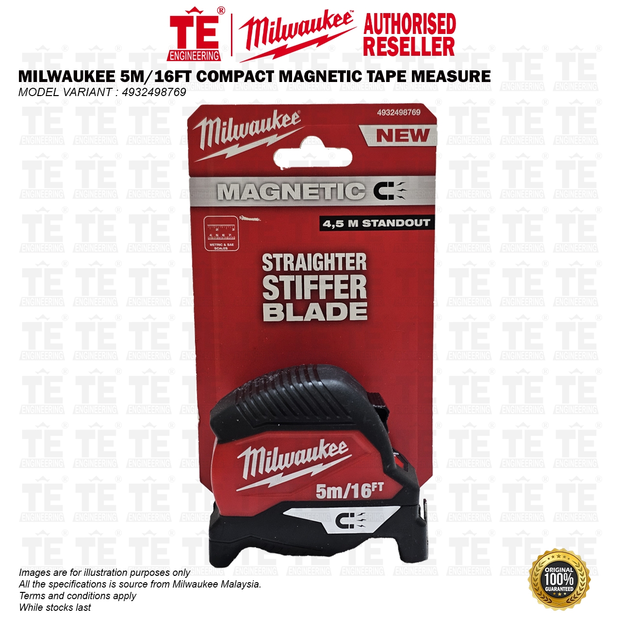 MILWAUKEE 5M / 16FT Compact Magnetic Tape Measure 4932498769
