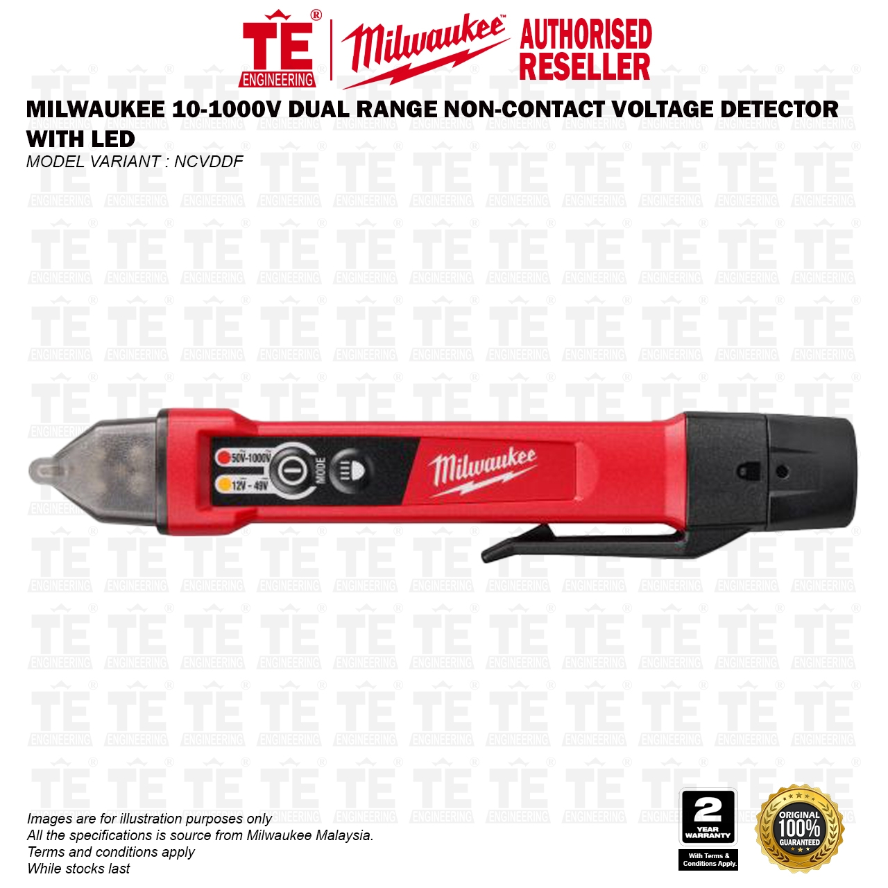 MILWAUKEE 10-1000V Dual Range Non-Contact Voltage Detector with LED NCVDDF