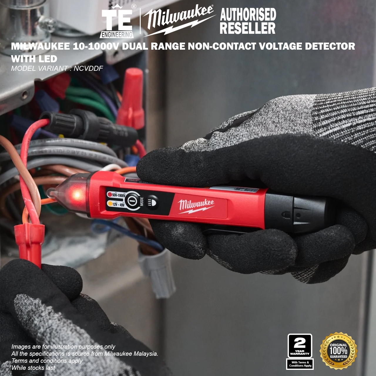 MILWAUKEE 10-1000V Dual Range Non-Contact Voltage Detector with LED NCVDDF