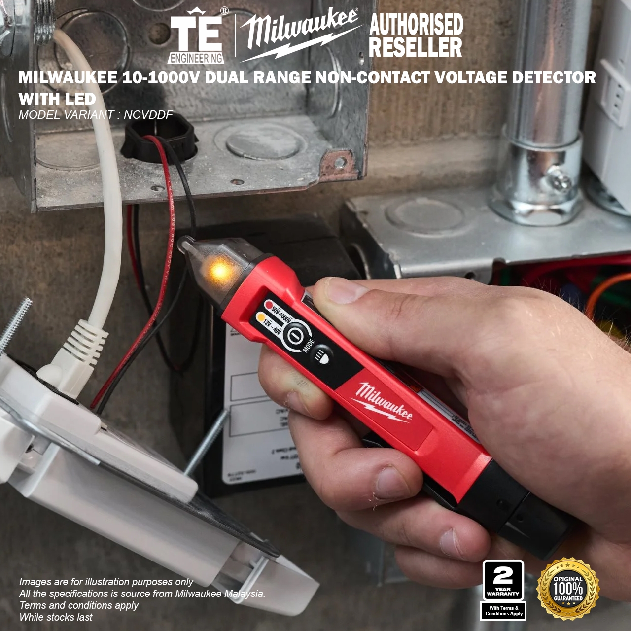 MILWAUKEE 10-1000V Dual Range Non-Contact Voltage Detector with LED NCVDDF