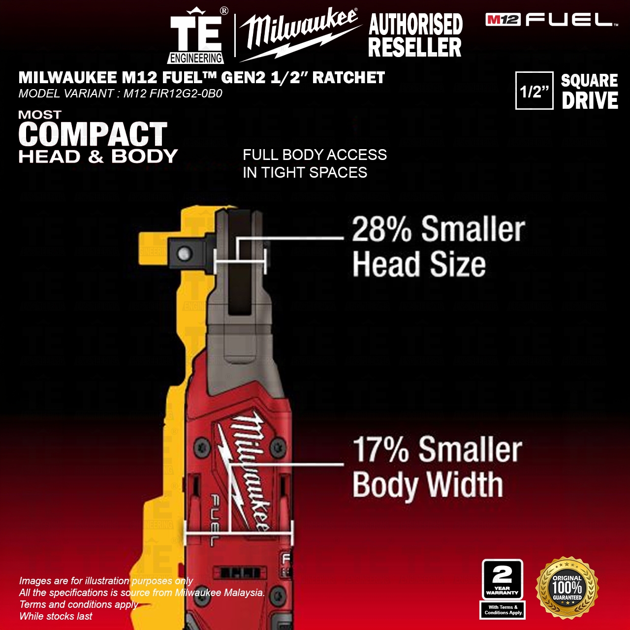 MILWAUKEE M12 FUEL GEN2 1/2″ Ratchet M12 FIR12G2-0B0