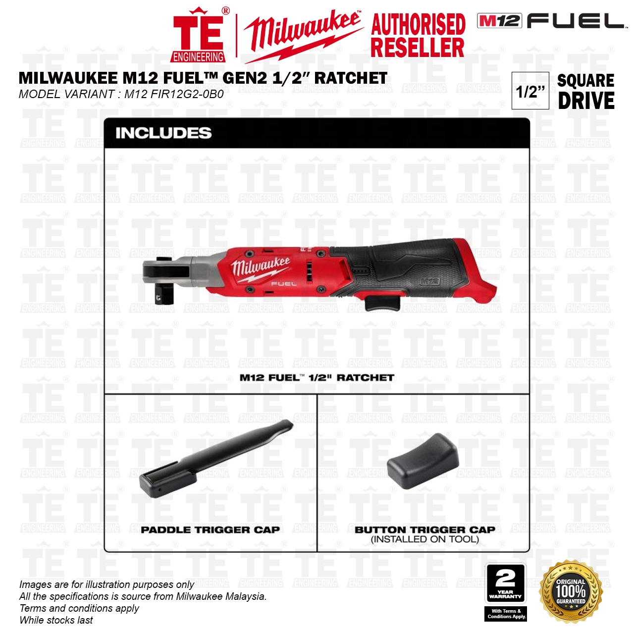 MILWAUKEE M12 FUEL GEN2 1/2″ Ratchet M12 FIR12G2-0B0
